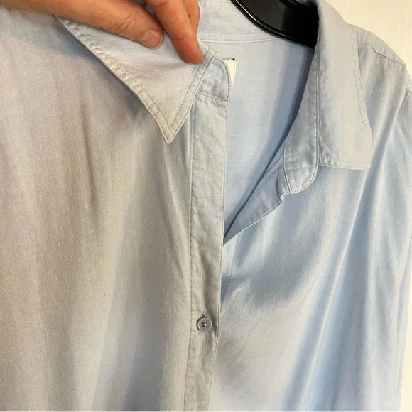 Aritzia Babaton Archive Linen Blue Shirt Oversized Linen Blend Button-Up X-Large - Picture 6 of 13